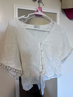 Juniper Blu Boho Embroidered Top Women's S